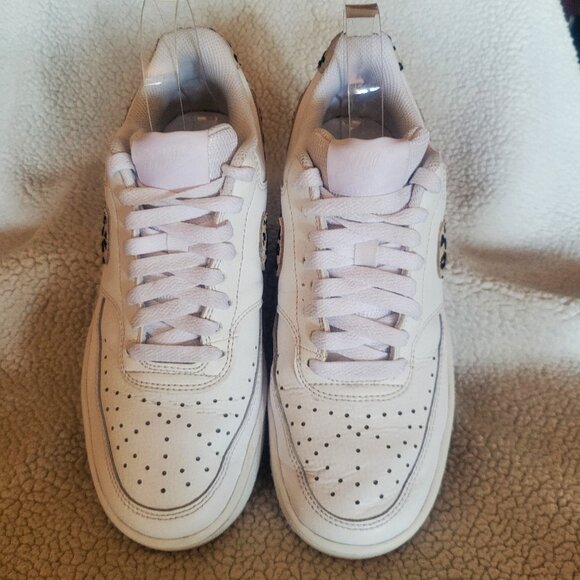 Nike Court Vision Low White w/Leopard Swoosh Court Shoe - Women's Size 8 - Picture 3 of 11